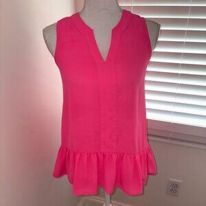 Women's Lilly Pulitzer Gramercy Top Cosmic Coral Sleeveless Peplum Pink XXS